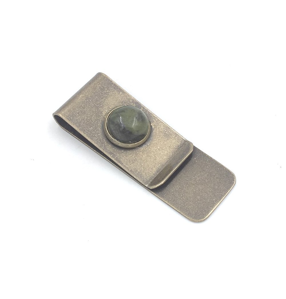 2823 Antique Bronze Money Clip with Connemara Marble from Ireland